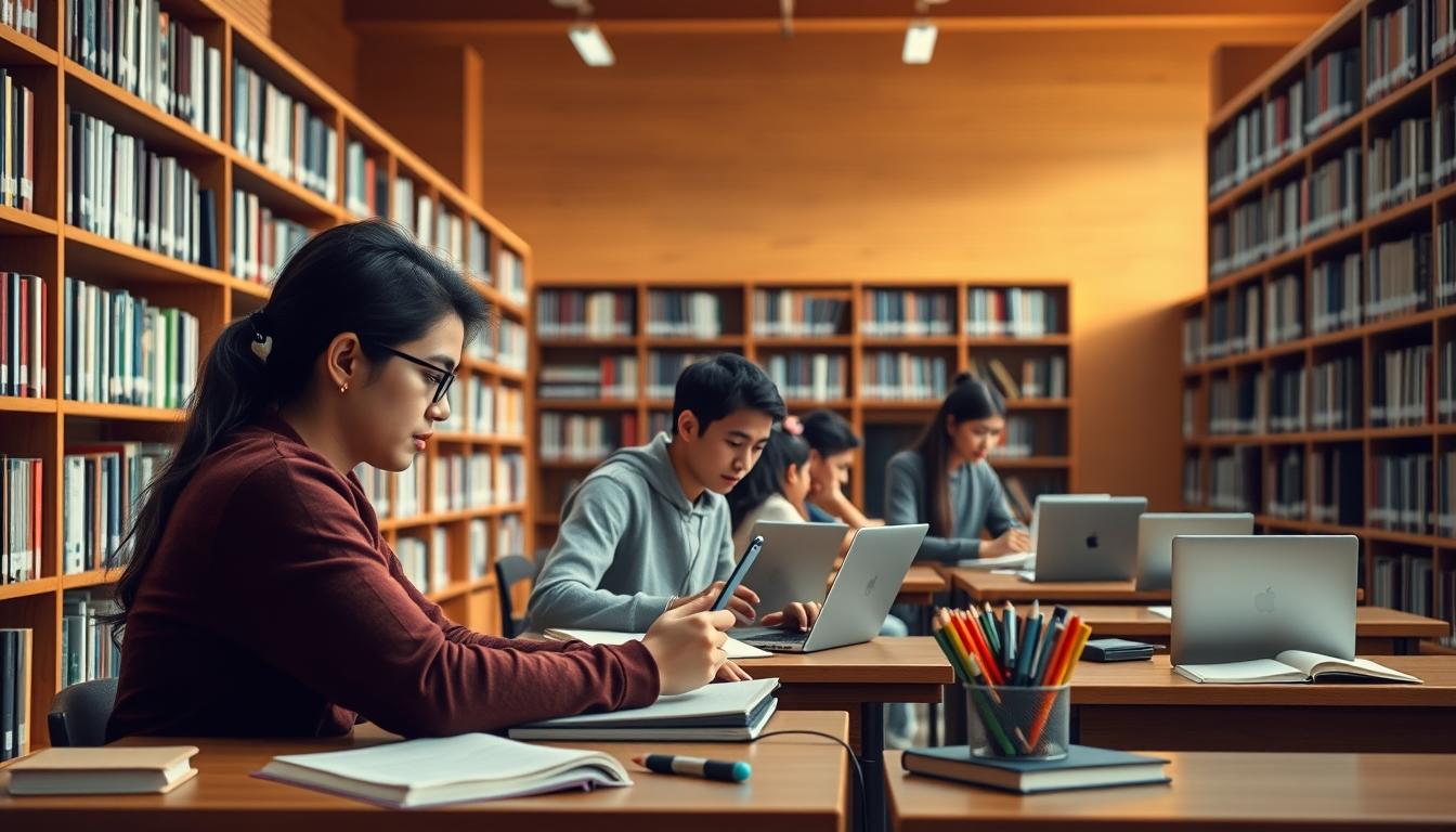 Students collaborating in study space